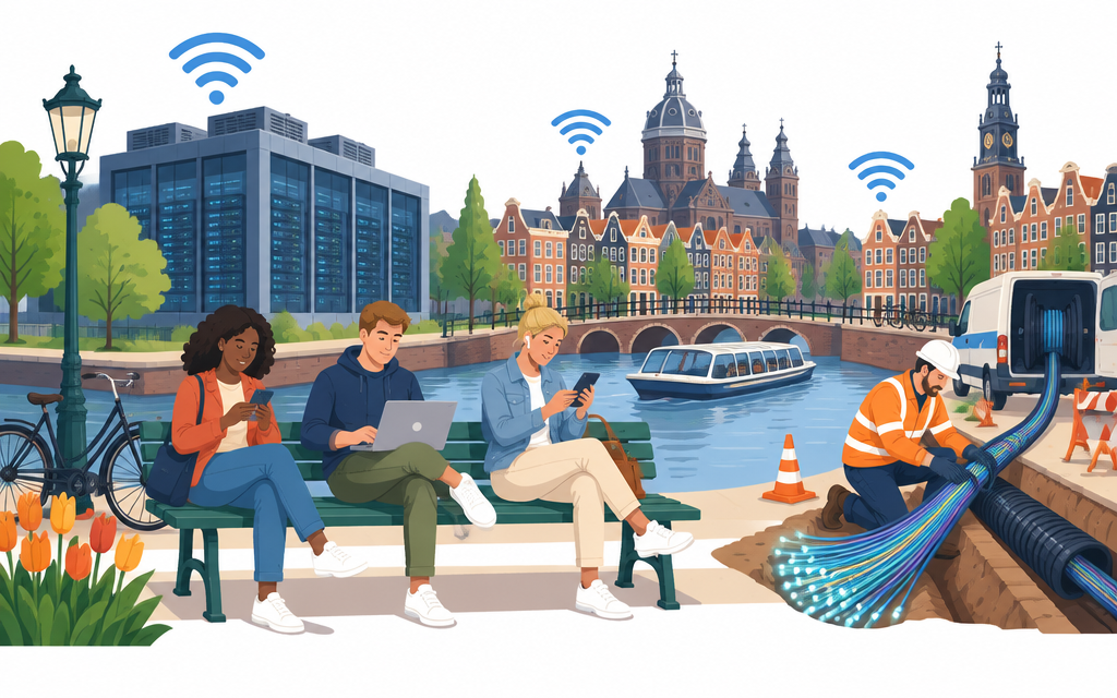 Illustratie over data en verbinding in Nederland